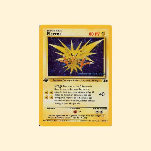 Carte Pokémon Électhor 015/62 - Fossile - Français