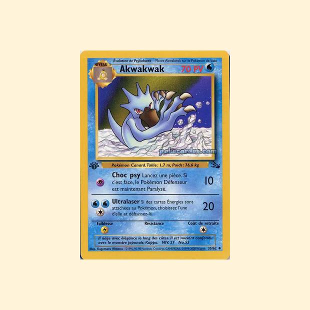 Carte Pokémon Akwakwak 035/62 - Fossile - Français