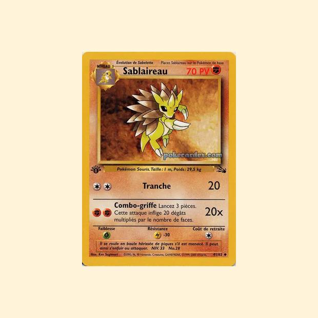 Carte Pokémon Sablaireau 041/62 - Fossile - Français