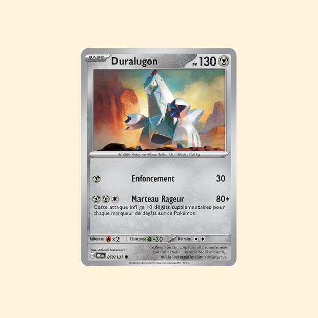Carte Pokémon Duralugon PRE 069/180 - Évolutions Prismatiques - Français
