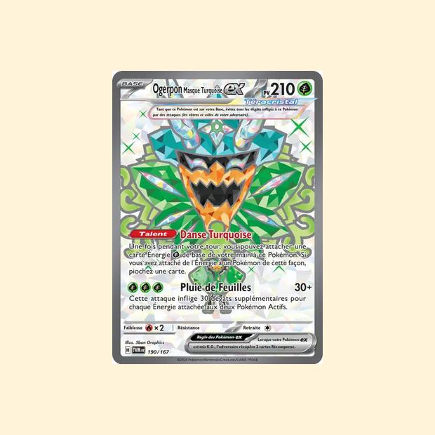 Carte Pokémon Ogerpon Masque Turquoise ex 190/167 - Mascarade Crépusculaire - Français