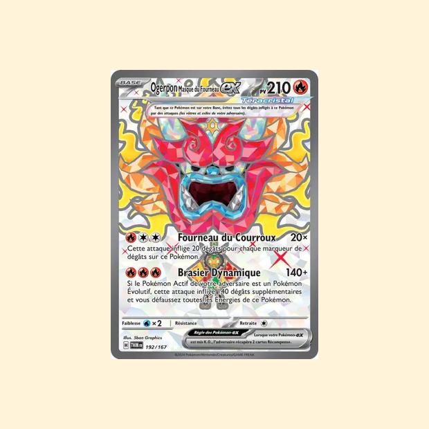 Carte Pokémon Ogerpon Masque du Fourneau ex 192/167 - Mascarade Crépusculaire - Français