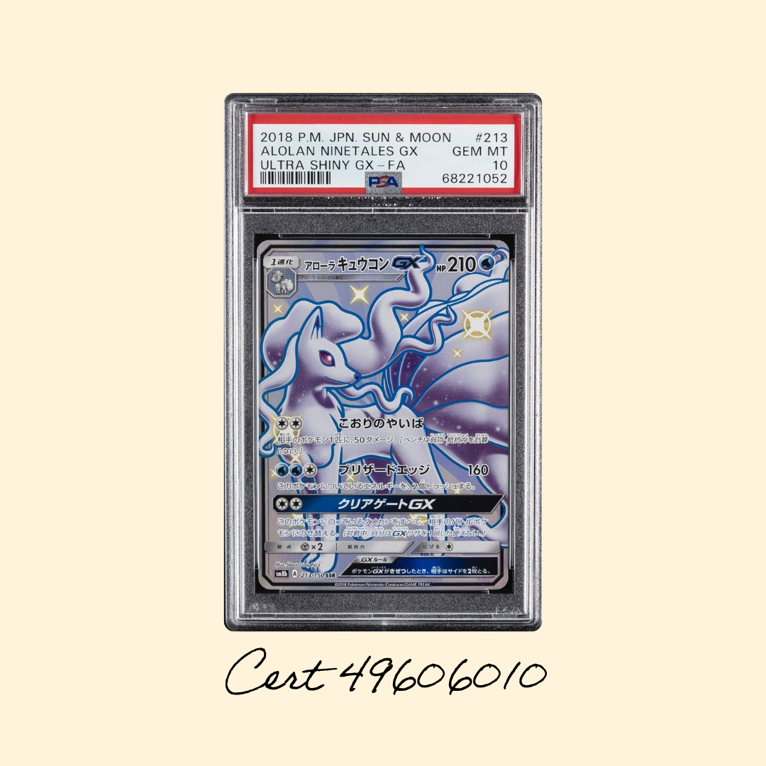 Carte Pokémon PSA 10 – Feunard d’Alola GX 213/150 – SSR Ultra Shiny GX – Japonaise