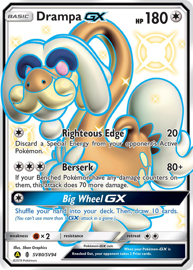 Carte Pokémon Drampa-GX SV80 Hidden Fates Shiny Vault