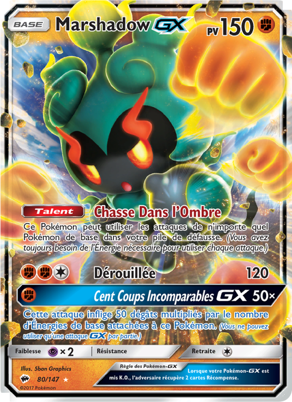 Carte Pokémon Marshadow GX 80 Ombres Ardentes