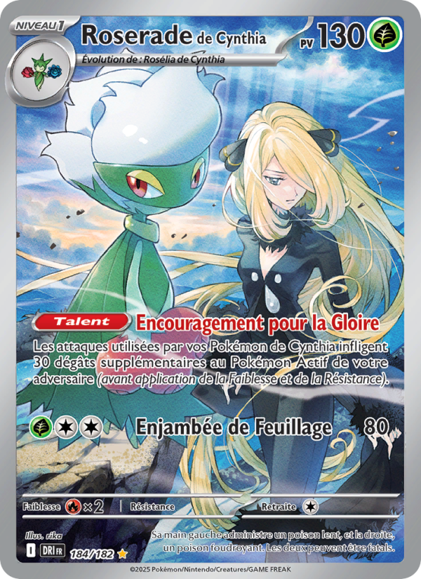Carte Pokémon Roserade de Cynthia 184 Rivalités Destinées