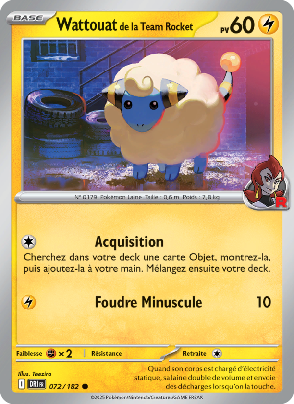 Carte Pokémon Wattouat de la Team Rocket 072 Rivalités Destinées
