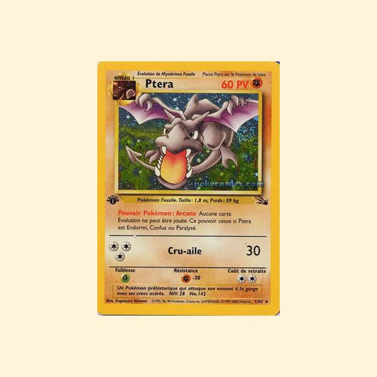 Carte Pokémon Ptéra 001/62 - Fossile - Français
