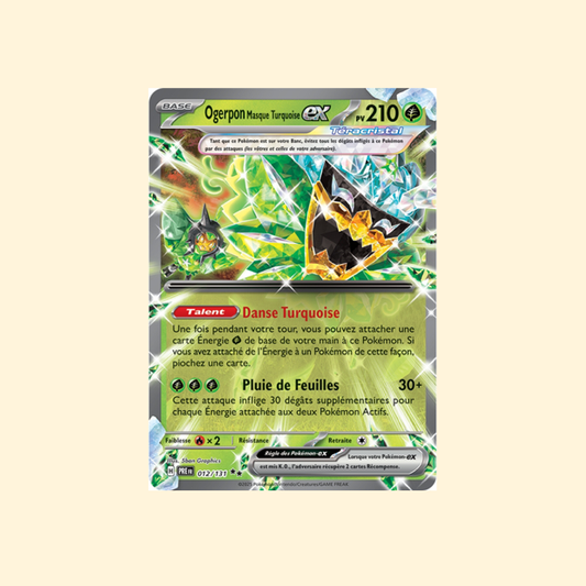 Carte Pokémon Ogerpon Masque Turquoise ex PRE 012/180 - Évolutions Prismatiques - Français