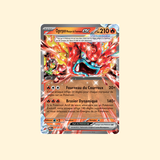 Carte Pokémon Ogerpon Masque du Fourneau ex PRE 017/180 - Évolutions Prismatiques - Français