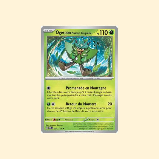 Carte Pokémon Ogerpon Masque Turquoise 024/167 - Mascarade Crépusculaire - Français
