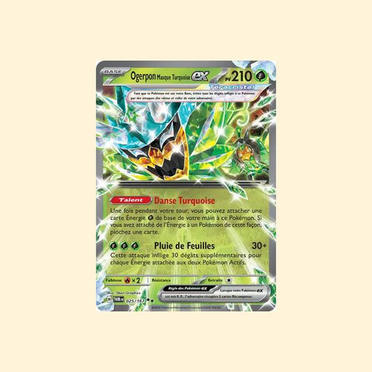 Carte Pokémon Ogerpon Masque Turquoise ex 025/167 - Mascarade Crépusculaire - Français