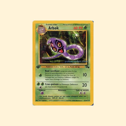 Carte Pokémon Arbok 031/62 - Fossile - Français
