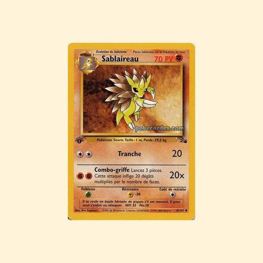 Carte Pokémon Sablaireau 041/62 - Fossile - Français