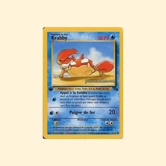 Carte Pokémon Krabby 051/62 - Fossile - Français