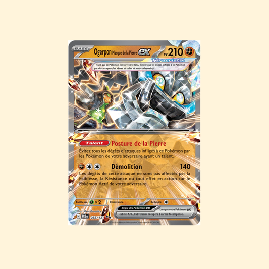 Carte Pokémon Ogerpon Masque de la Pierre ex PRE 058/180 - Évolutions Prismatiques - Français