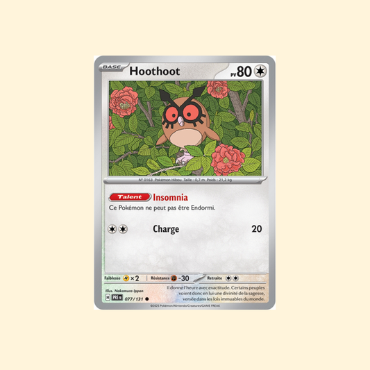Carte Pokémon Hoothoot PRE 077/180 - Évolutions Prismatiques - Français