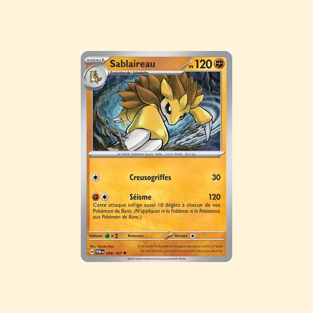 Carte Pokémon Sablaireau 098/167 - Mascarade Crépusculaire - Français