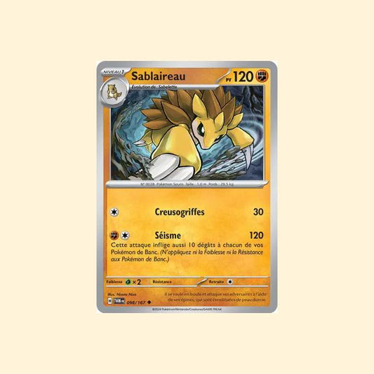 Carte Pokémon Sablaireau 098/167 - Mascarade Crépusculaire - Français