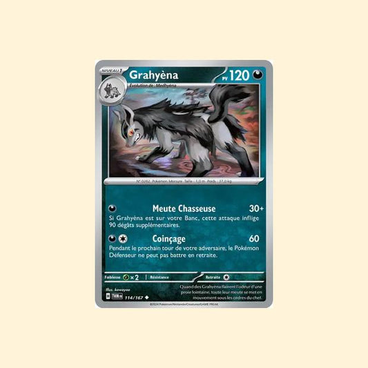 Carte Pokémon Grahyèna 114/167 - Mascarade Crépusculaire - Français