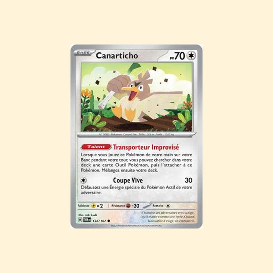 Carte Pokémon Canarticho 132/167 - Mascarade Crépusculaire - Français