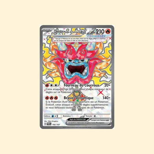 Carte Pokémon Ogerpon Masque du Fourneau ex 192/167 - Mascarade Crépusculaire - Français