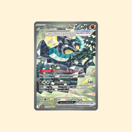 Carte Pokémon Ogerpon Masque de la Pierre ex 215/167 - Mascarade Crépusculaire - Français