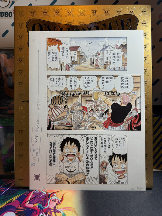 Page Originale imprimé One Piece Tome 1 P 10 color Edition Limitée : Romance Dawn – L’Aube de l’Aventure