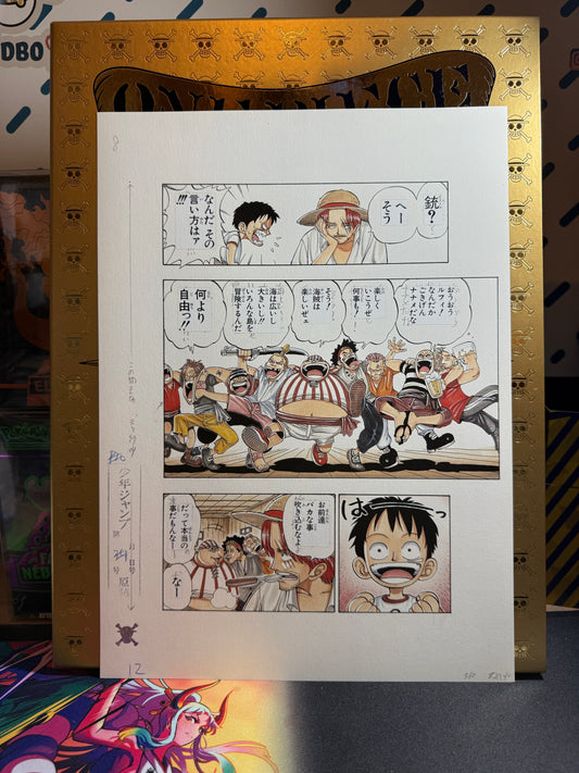 Page Originale imprimé One Piece Tome 1 P 12 color Edition Limitée : Romance Dawn – L’Aube de l’Aventure