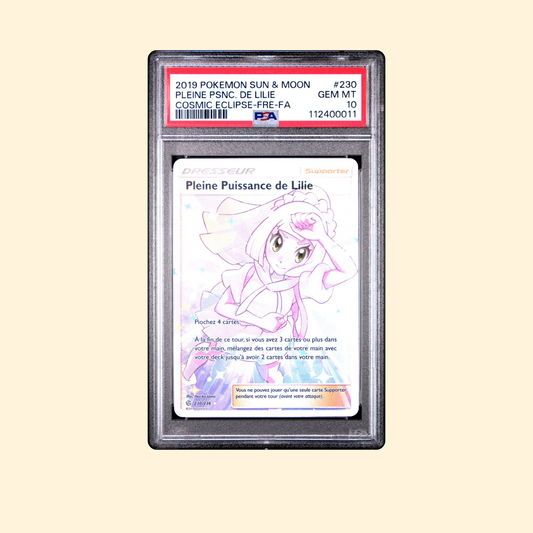 Carte Pokémon Pleine puissance de Lilie 230/236 PSA 10 [FR] 2019 Eclipse Cosmique SL12