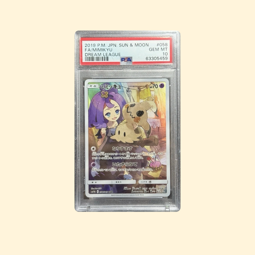 Carte Pokémon PSA Mimiqui / Mimikyu #058/049 – Full Art – Sun & Moon Dream League 2019 – Japonaise