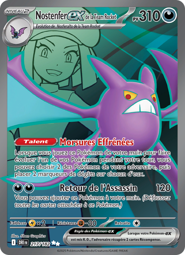 Carte Pokémon Nostenfer-ex de la Team Rocket 217 Rivalités Destinées