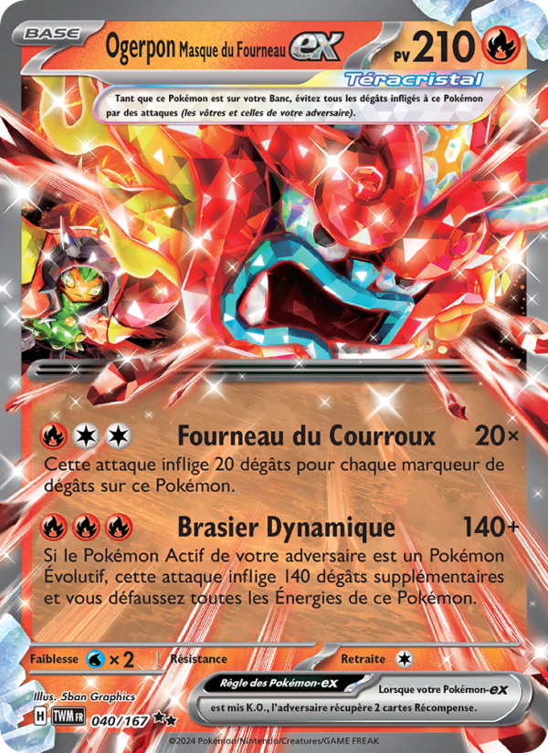 Carte Pokémon Ogerpon Masque du Fourneau-ex 040 Mascarade Crépusculaire