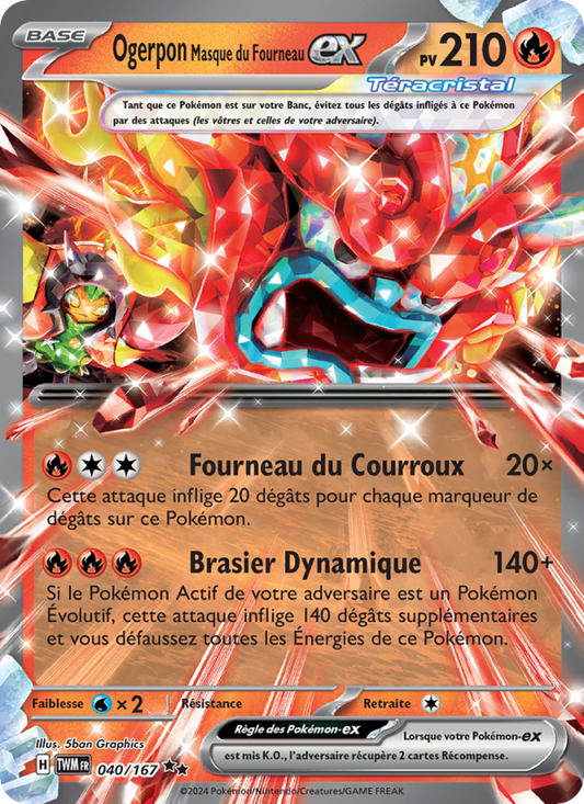 Carte Pokémon Ogerpon Masque du Fourneau-ex 040 Mascarade Crépusculaire