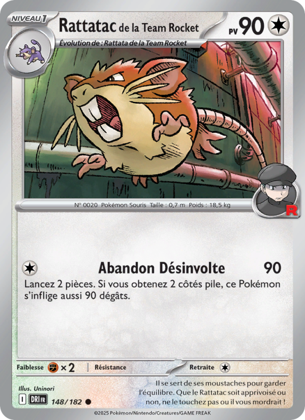 Carte Pokémon Rattatac de la Team Rocket 148 Rivalités Destinées